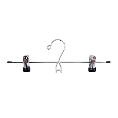 Simply Essential&trade; Skirt/Pant Hangers with Clips in Chrome/Black (Set of 4). View a larger version of this product image.