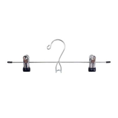 Simply Essential&trade; Skirt/Pant Hangers with Clips in Chrome/Black (Set of 4). View a larger version of this product image.