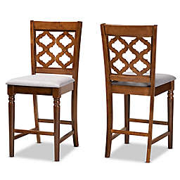 Baxton Studio™ Dale Counter Stools in Walnut Brown/Grey (Set of 2)