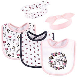 Hudson Baby® 5-Piece Wild Flower Bib and Headband Set in Pink