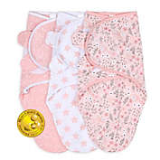 The Peanutshell&trade; 3-Pack Floral Stars Swaddles in Pink
