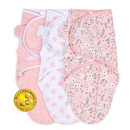 The Peanutshell™ 3-Pack Floral Stars Swaddles in Pink