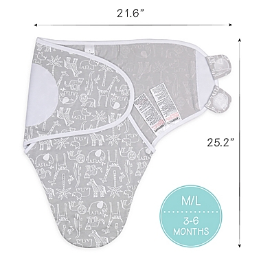 The Peanutshell&trade; 3-Pack Medium/Large Safari Sky Swaddles in Grey. View a larger version of this product image.