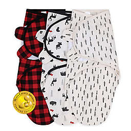 The Peanutshell™ 3-Pack Plaid Woodland Swaddles in Red