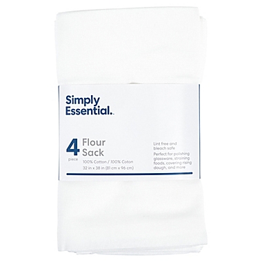 Simply Essential&trade; Flour Sack Kitchen Towels in White (Set of 4). View a larger version of this product image.