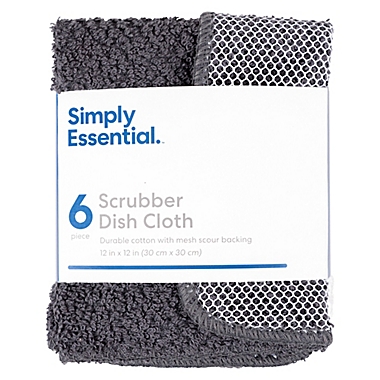 Simply Essential&trade; Scrubber Dish Cloths in Grey (Set of 6). View a larger version of this product image.