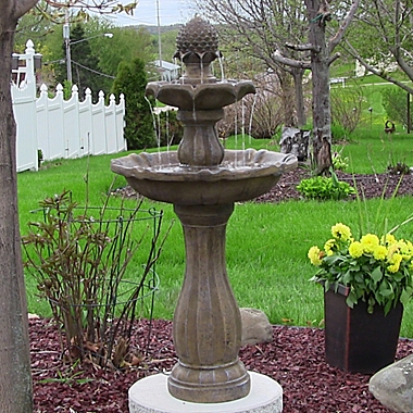 Sunnydaze 2-Tier Pineapple Solar Outdoor Fountain in Earth with Pump. View a larger version of this product image.