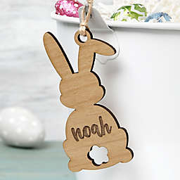 Easter Bunny Personalized Wood Easter Basket Tag in Natural