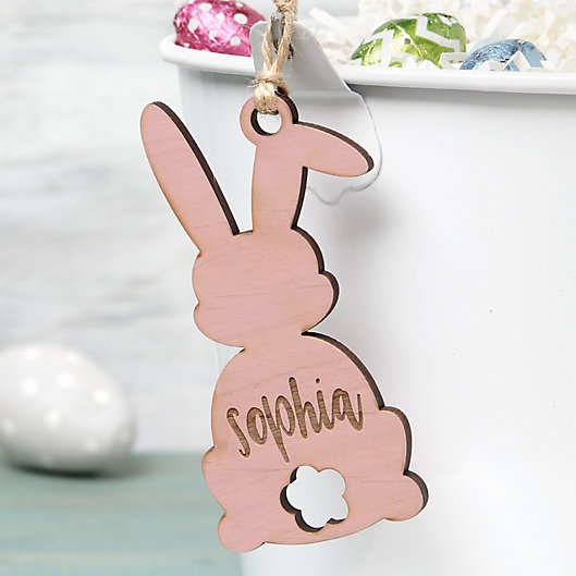 Alternate image 1 for Easter Bunny Personalized Wood Easter Basket Tag