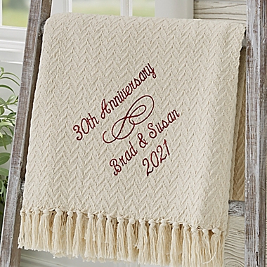 Happy Anniversary Embroidered Afghan. View a larger version of this product image.