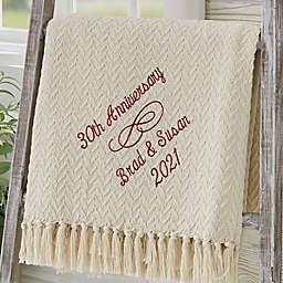Happy Anniversary Embroidered Afghan