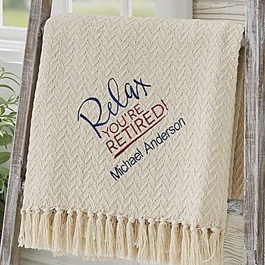 Relax You&#39;re Retired Personalized Afghan. View a larger version of this product image.