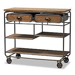 Baxton Studio™ Doug 2-Drawer Kitchen Cart in Oak Brown/Black