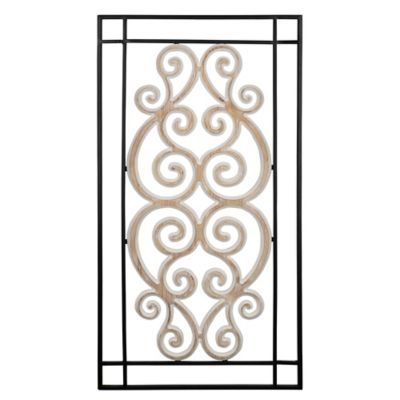Stratton Home Décor Metal And Wood Scroll Panel 17 5 Inch X 34 Framed Wall Bed Bath Beyond - Stratton Home Decor Flower Metal And Wooden Box
