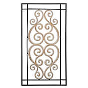 Stratton Home D?cor Metal and Wood Scroll Panel 17.5-Inch x 34-Inch Framed Wall D?cor