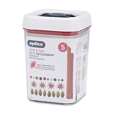 Zyliss&reg; Twist &amp; Seal 33 oz. Food Container in White/Red/Grey. View a larger version of this product image.