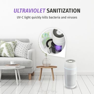 HoMedics&reg; TotalClean&reg; PetPlus 5-in-1 Tower Air Purifier with UV-C Light in White. View a larger version of this product image.
