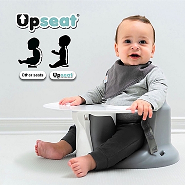 Upseat Baby Floor Chair and Booster Seat with Tray in Grey. View a larger version of this product image.