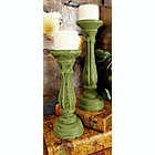 Alternate image 1 for Ridge Road D&eacute;cor Traditional Wood Candle Holders in Green (Set of 3)