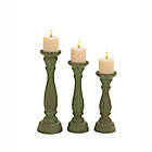 Alternate image 0 for Ridge Road D&eacute;cor Traditional Wood Candle Holders in Green (Set of 3)