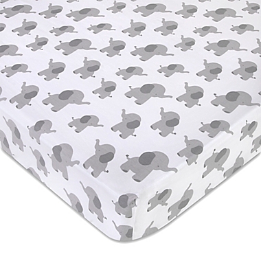 Wendy Bellissimo&trade; Mix &amp; Match Lil Elephant Crib Sheet in White/Grey. View a larger version of this product image.