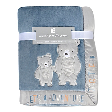 Wendy Bellissimo&trade; Best Friend Bears Adventure Plush Blanket in Blue. View a larger version of this product image.