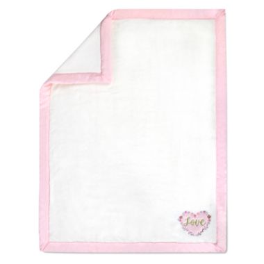 Wendy Bellissimo&trade; Wildflower "Love" Plush Blanket in Cream/Pink. View a larger version of this product image.