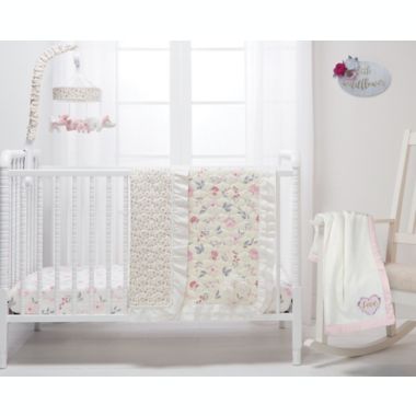 Wendy Bellissimo&trade; Wildflower "Love" Plush Blanket in Cream/Pink. View a larger version of this product image.