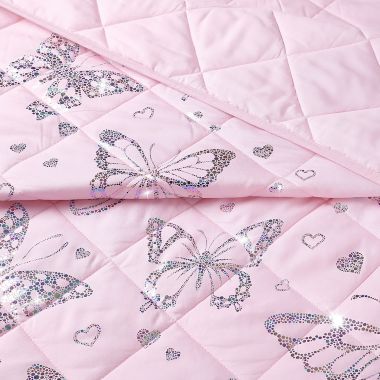 Sleeping Partners Metallic Butterfly Reversible Quilt Set in Pink. View a larger version of this product image.