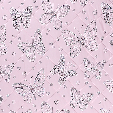 Sleeping Partners Metallic Butterfly Twin 2-Piece Reversible Quilt Set in Pink. View a larger version of this product image.