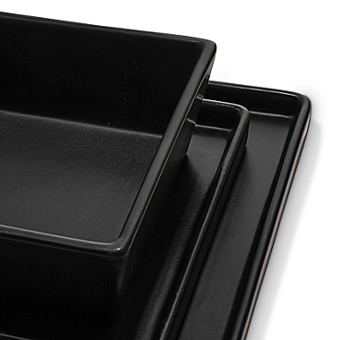 Stone Lain Grace 12-Piece Square Dinnerware Set in Black. View a larger version of this product image.