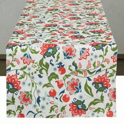Pink Green Scribbles of Flowers and Leaves in Watercolor Effect Ambesonne Floral Table Runner Dining Room Kitchen Rectangular Runner 16 X 120