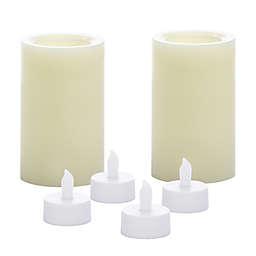 Simply Essential™ 6-Pack Pillar and Tealight Combo LED Candle Set in Cream