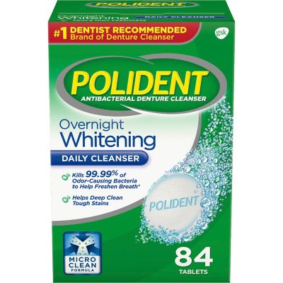 Polident&reg; 84-Count Overnight Whitening Denture Cleaner