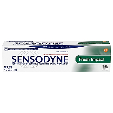 Sensodyne&reg; Fresh Impact&reg; Maximum Strength 4 oz. Toothpaste with Fluoride. View a larger version of this product image.