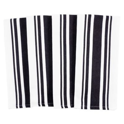 Our Table&trade; Select Striped Kitchen Towels in Black (Set of 4)