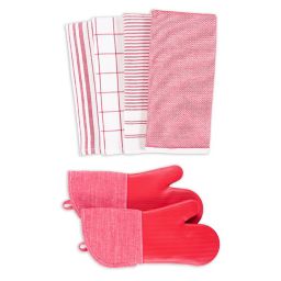 Our Table™ Select 6-Piece Dual Purpose Kitchen Towels and Oven Mitts Set in Red