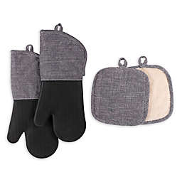 Our Table™ Select 4-Piece Silicone Oven Mitt and Pot Holder Set in Black