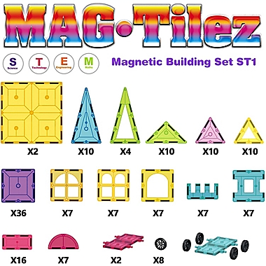 Contixo ST1 150-Piece Magnetic Building Tiles 3D Blocks Kit. View a larger version of this product image.