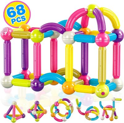 Contixo ST2 -Kids Toy Magnetic Stix Stick -68 PCS 3D Building Blocks STEM Construction