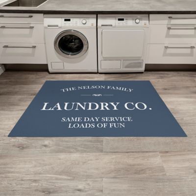 Laundry Room 4 Ft Long Braided Oval Rug Blue Mat Washer/Dryer Utility Decor 