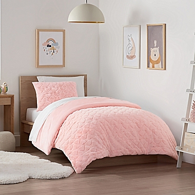 UGG&reg; Polar Heart 3-Piece Full/Queen Comforter Set in Pink/White. View a larger version of this product image.