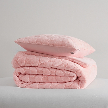 UGG&reg; Polar Heart 3-Piece Full/Queen Comforter Set in Pink/White. View a larger version of this product image.