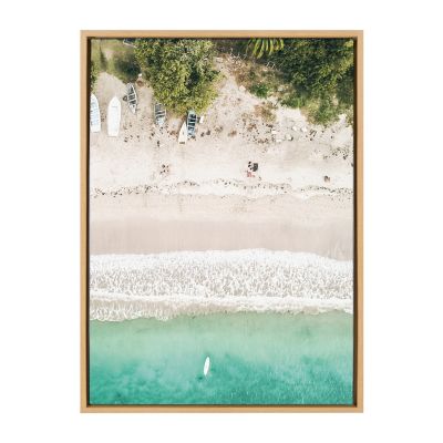 DesignOvation Tropical Beach from Above 33-Inch x 23-Inch Framed Canvas Wall Art