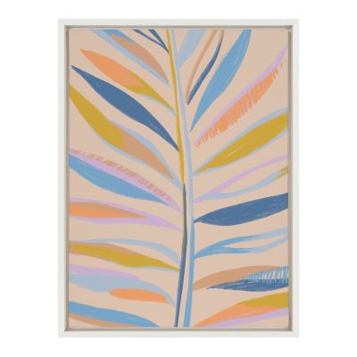 Sylvie Rainbow Palms Blush 18-Inch x 24-Inch Canvas Wall Art in White Frame