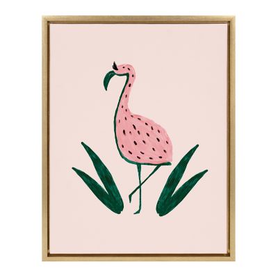 Kate and Laurel&trade; Sylvie Flamingo Watermelon 18-Inch x 24-Inch Wall Art in Gold Frame