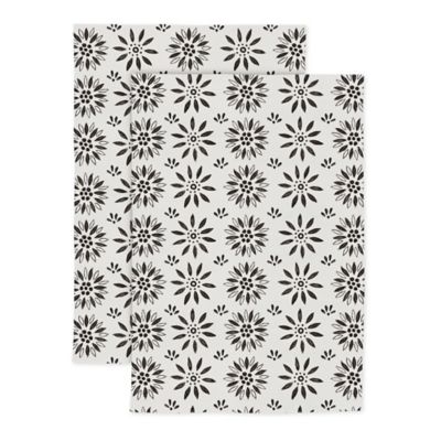 M&Uuml; Kitchen Designer Print Our Nest Kitchen Towels in Black/White (Set of 2)