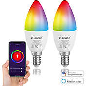 XODO&reg; LB4 2-Pack Smart Wi-Fi Color-Changing Dimmable Candelabra B11/E12 LED Light Bulbs