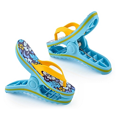 O2COOL&reg; Flower Flip Flop Boca Beach Towel Clips&reg; in Blue (Set of 2). View a larger version of this product image.