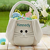 Embroidered Easter Bunny Basket in Grey